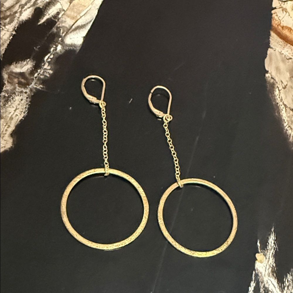 Gold Hoop Dangle Earrings Vintage Gold Long Drop Earring